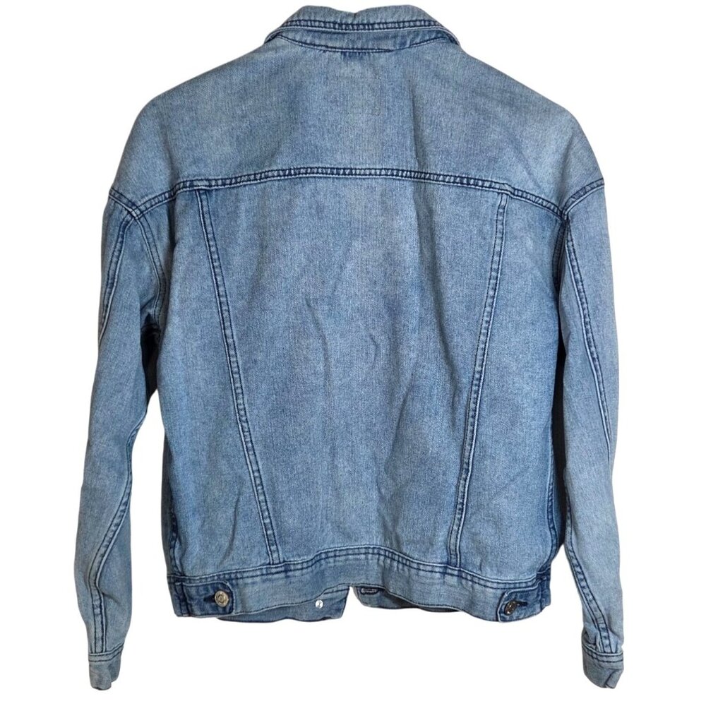 YMI With Love Light Blue Distressed Classic Denim Trucker Jean Jacket Size M - Picture 4 of 8